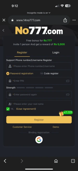 No777 screenshot
