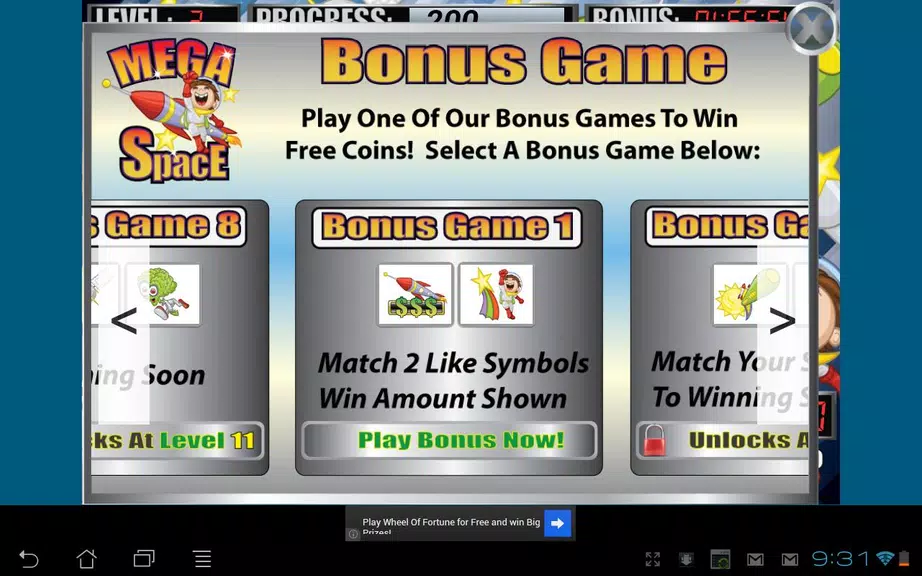 Mega Space Slot Machine Game screenshot