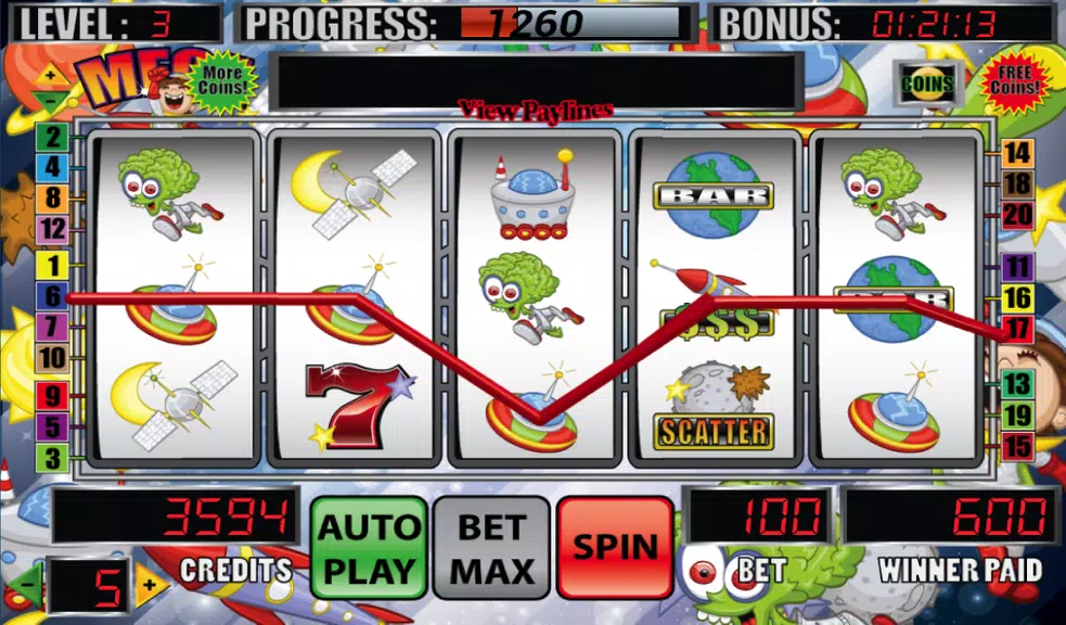Mega Space Slot Machine Game screenshot