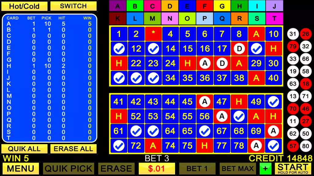 Keno 20 Card screenshot